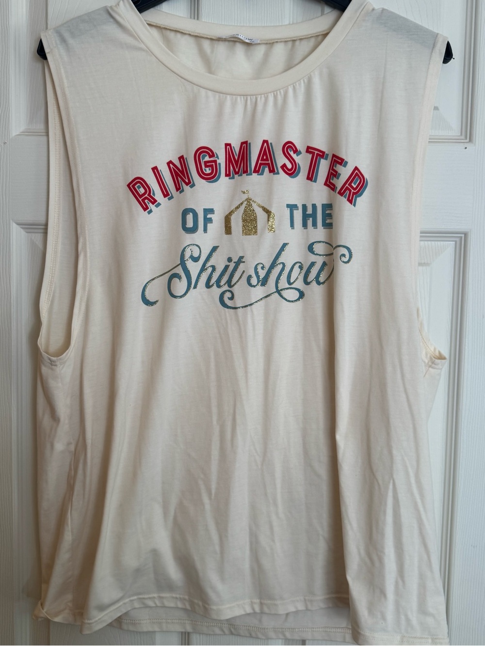 Cream Graphic Tank Top - Ringmaster of the Shitshow
